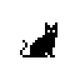 Pixel art of a sitting black cat.